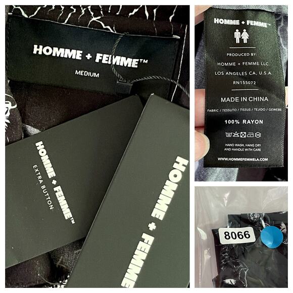 Homme + Femme NEW Genesis Camp Shirt Men Sz M Black Adam Eve Serpent Button Up - Picture 7 of 7